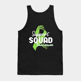 Support Squad Mental Health Awareness Lime Green Ribbon Tank Top